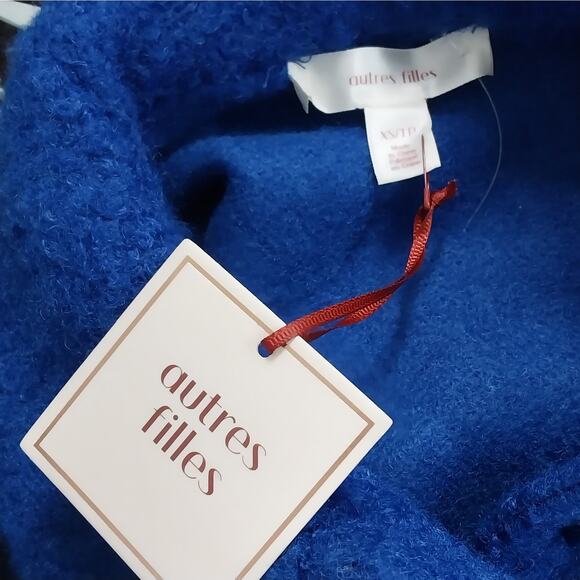 NWT! AUTRES FILLES! ROYAL BLUE BOUCLE KNIT, BOILED WOOL LOOK JACKET, COAT! SZ XS - Picture 8 of 9